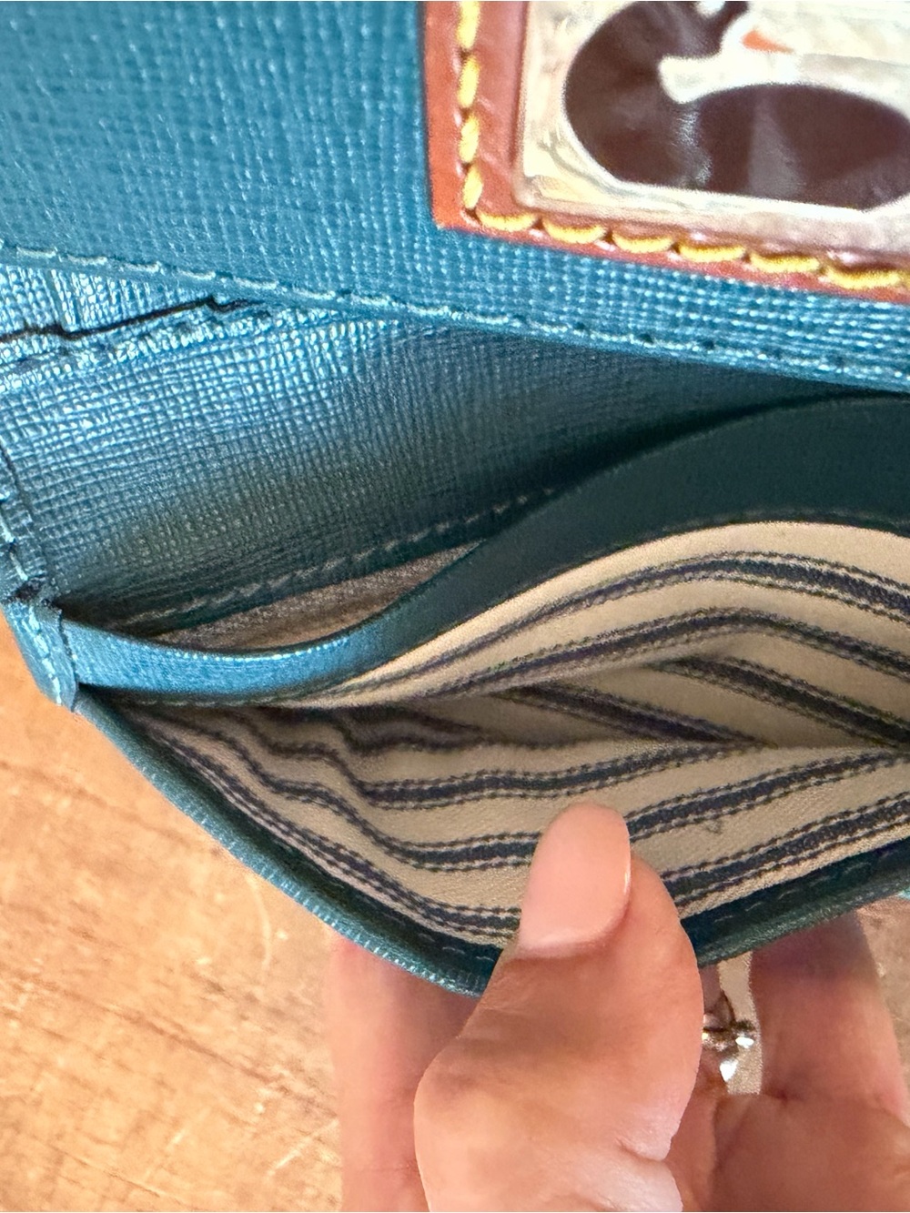 Dooney & Bourke Teal Saffiano Leather Wallet with Duck Emblem - Picture 7 of 9